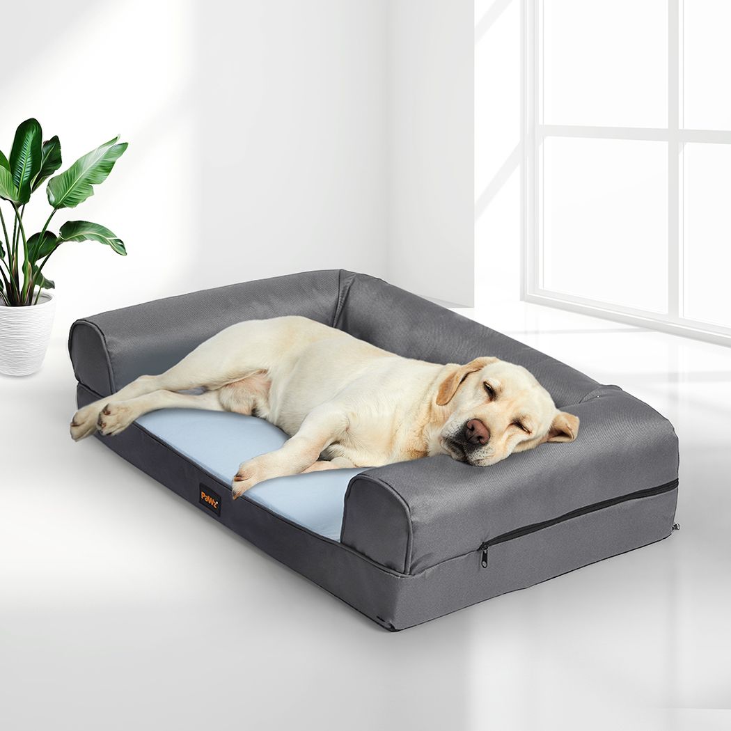 Mastiff Dog Beds Pet Cooling Non-toxic Sofa Bolster Insect Prevention Summer - Grey SMALL