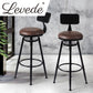 Set of 2 Chambery Industrial Bar Stools Kitchen Stool PU Leather Barstools Chairs - Black & Brown
