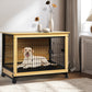 Wooden Wire Dog Kennel Side End Table Steel Puppy Crate Indoor Pet House XL - Wood XL
