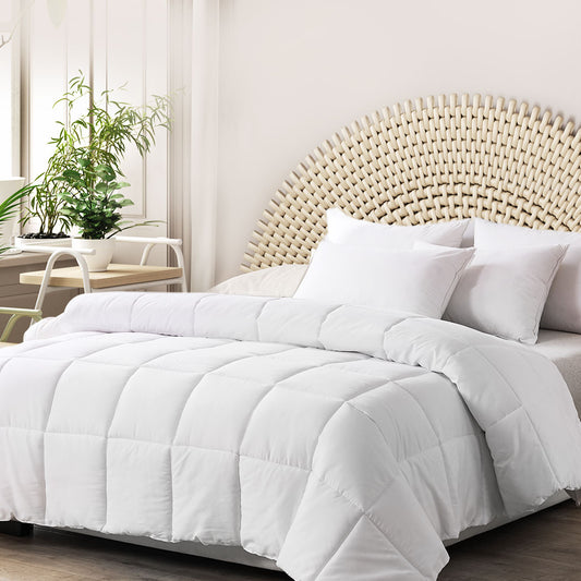DOUBLE 400GSM Microfiber Quilt Doona Duvet Bedding Comforter Summer All Season - White