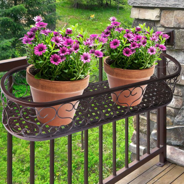 Plant Holder Plant Stand Hanging Flower Pot Basket Garden Wall Rack Shelf Oval Bronze