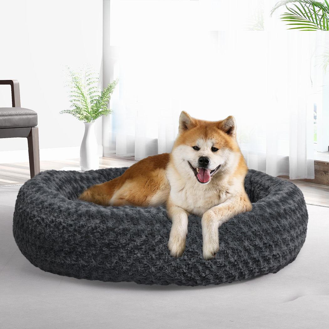 Bernese Dog Beds Calming Warm Soft Plush Pet Cat Cave Washable Portable - Dark Grey XLARGE