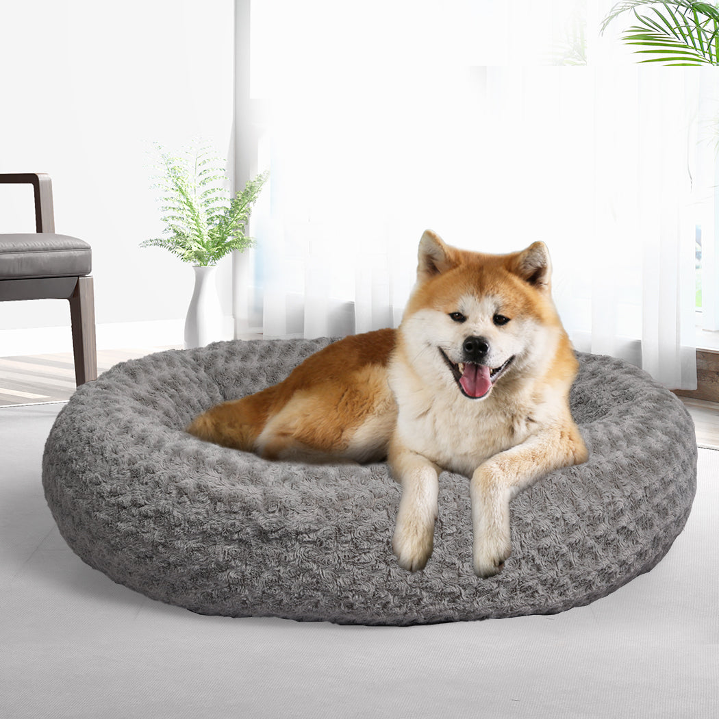 Bernese Dog Beds Calming Warm Soft Plush Pet Cat Cave Washable Portable - Grey XLARGE