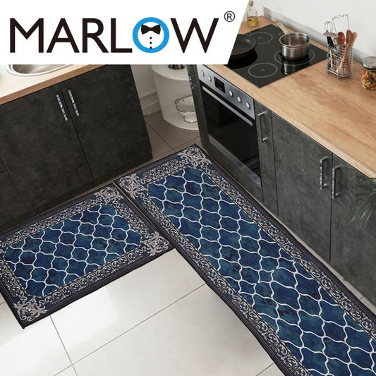 Sable Set of 2 45x180 and 45x75 Kitchen Floor Mat Area Rugs Non-Slip Door Mat