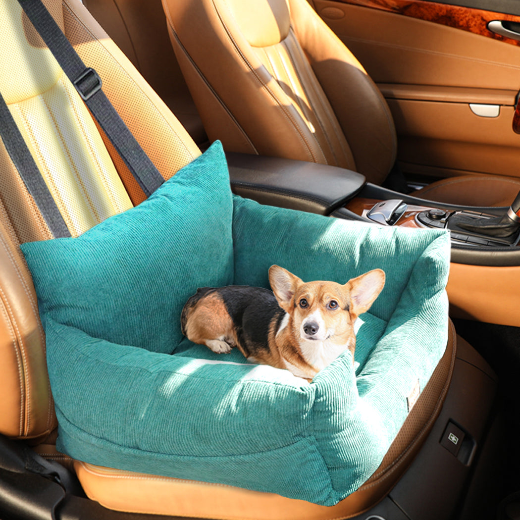 Pet Car Booster Seat Dog Protector Portable Travel Bed Removable Green M - Green Medium