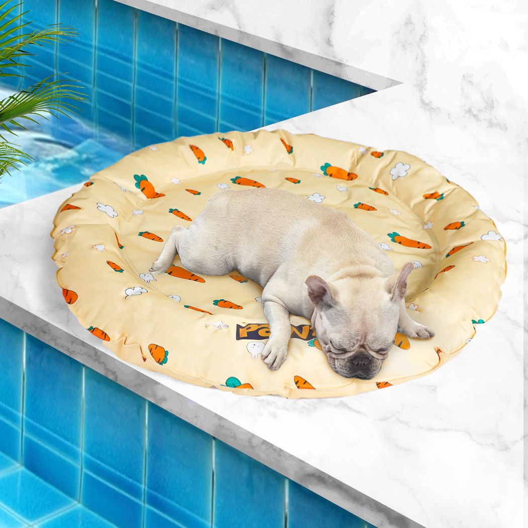 Brittany Dog Beds Pet Cool Gel Mat Cat Bolster Self-cooling Waterproof Pads - Yellow MEDIUM