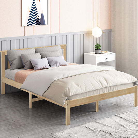 Arianne Wooden Bed Frame Base Full Size Timber Natural - Queen