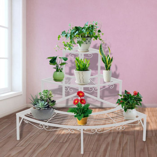 Levede Outdoor Indoor Pot Plant Stand Garden Metal 3 Tier Planter Corner Shelf