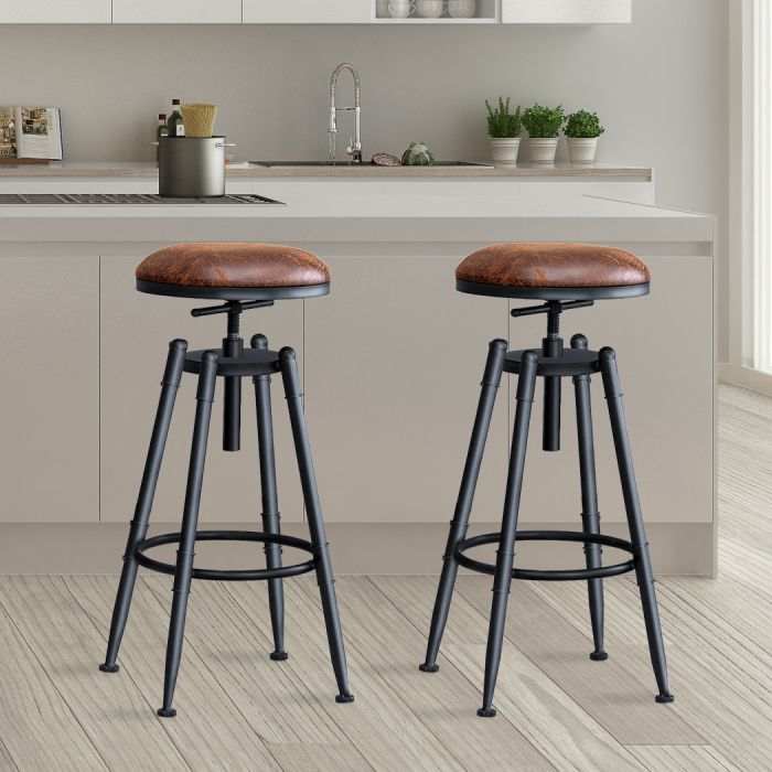 Set of 4 Trieste Rustic Industrial Bar Stool Kitchen Stool Barstool Swivel Dining Chair - Wood