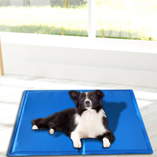 Podengo Dog Beds 65x50 Pet Cooling Mat Gel Mats Cool Pad Puppy Cat Non-Toxic Summer Pads - Blue