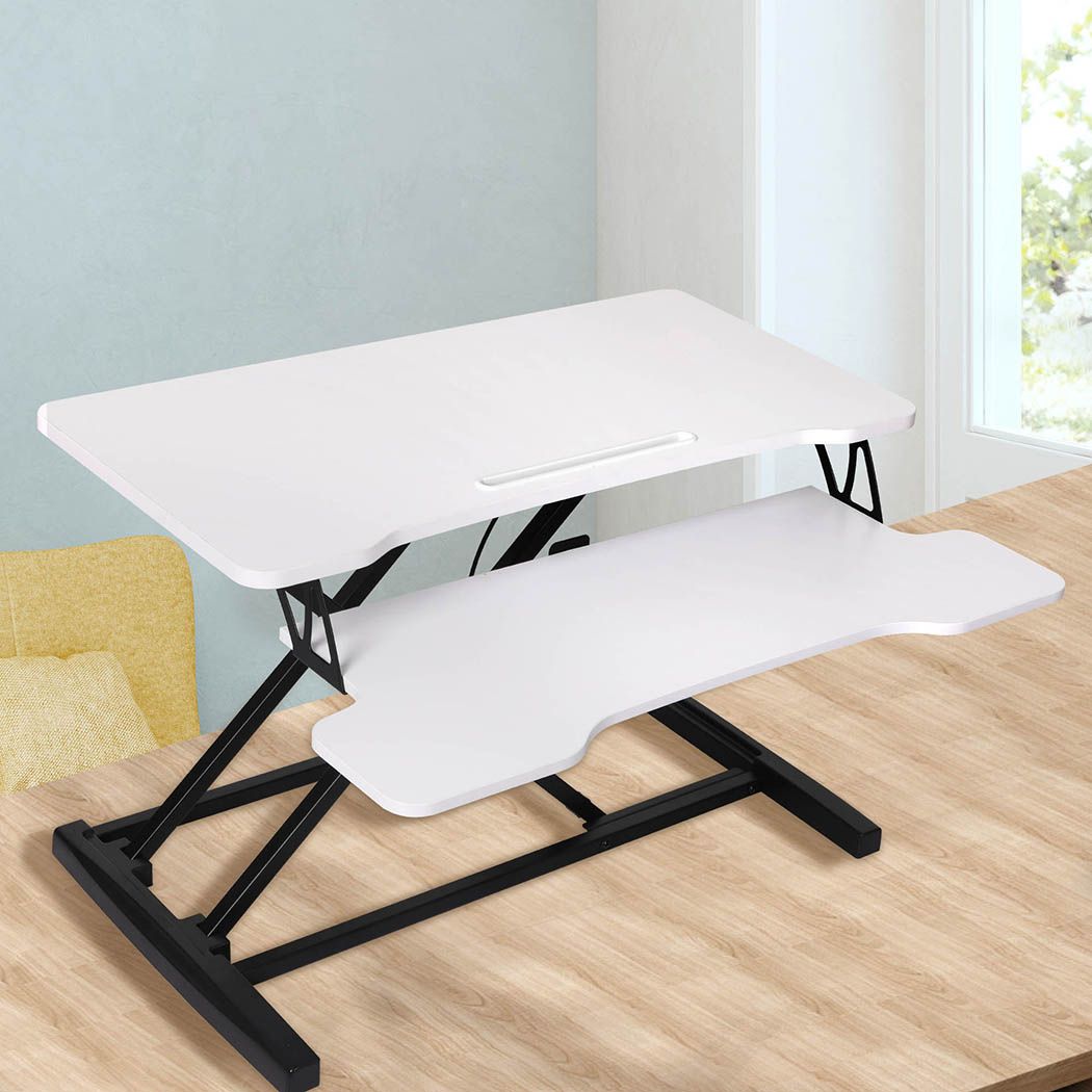 Standing Office Desk Riser Height Adjustable Sit Stand Shelf Computer - White