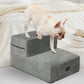 Pet Stairs 2 Step Ramp Portable Adjustable Climbing Ladder Soft Washable - Grey Small