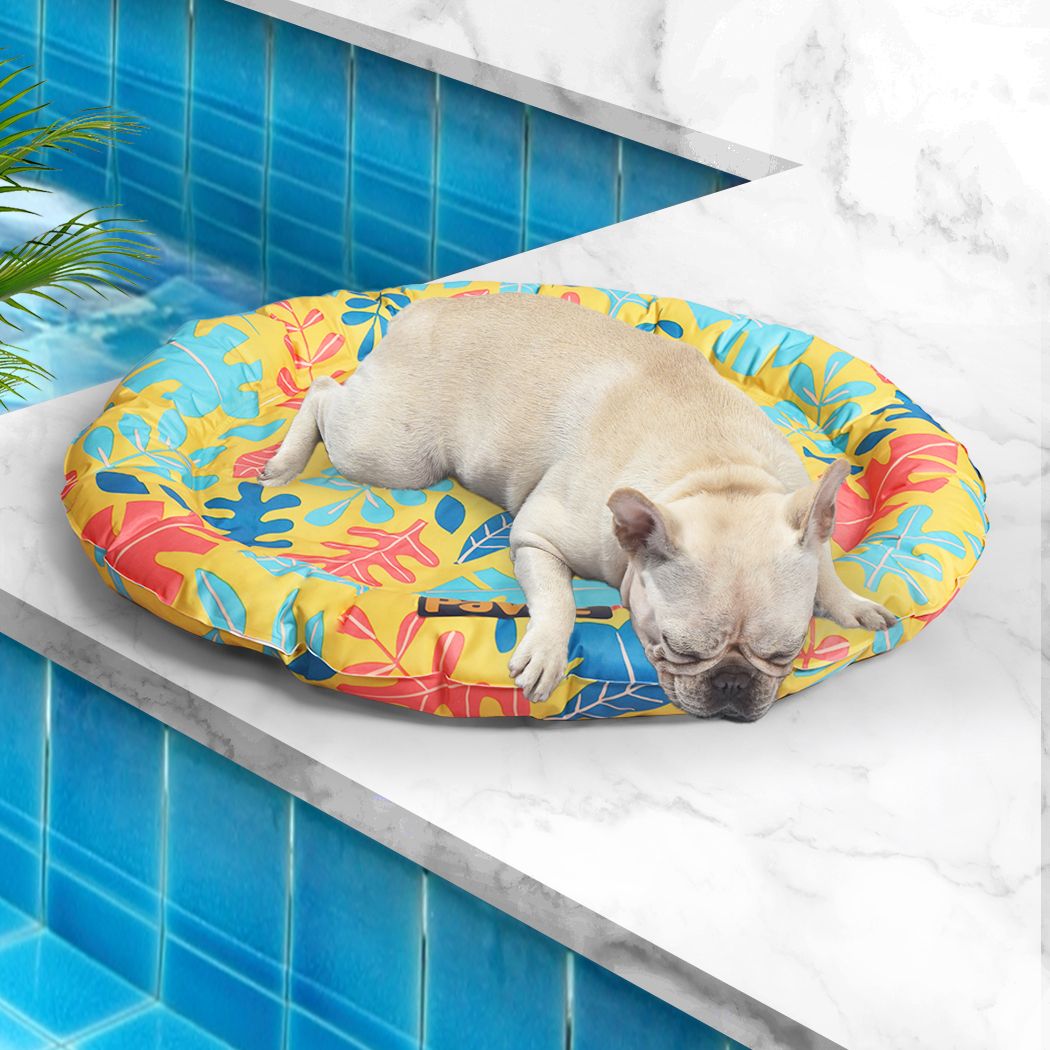 Elkhound Dog Beds Pet Cool Gel Mat Bolster Waterproof Self-cooling Pads Summer - Yellow LARGE