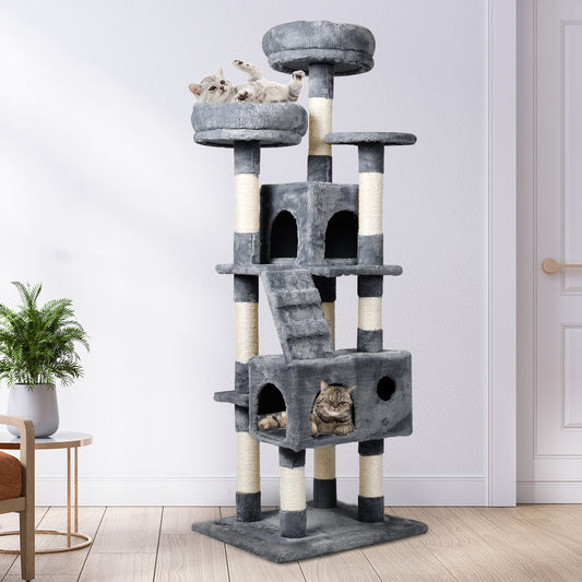 Cat Trees Scratching Post Scratcher For Large Cats Tower House Grey 140cm