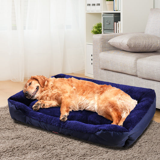 Barbet Dog Beds Pet Cat Deluxe Soft Warm Cushion Lining - Blue XXLARGE