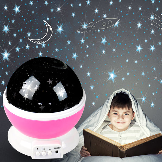 LED Night Star Sky Projector Light Lamp Rotating Starry Baby Room Kids Gift - Pink