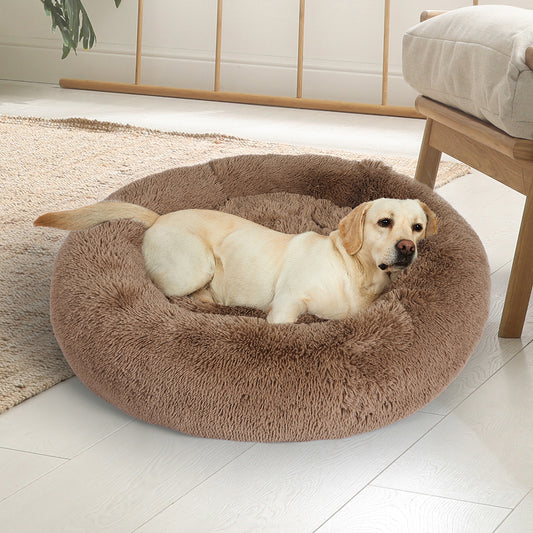 Molossus Dog Beds Pet Calming Donut Nest Deep Sleeping Bed - Brown XXXLARGE