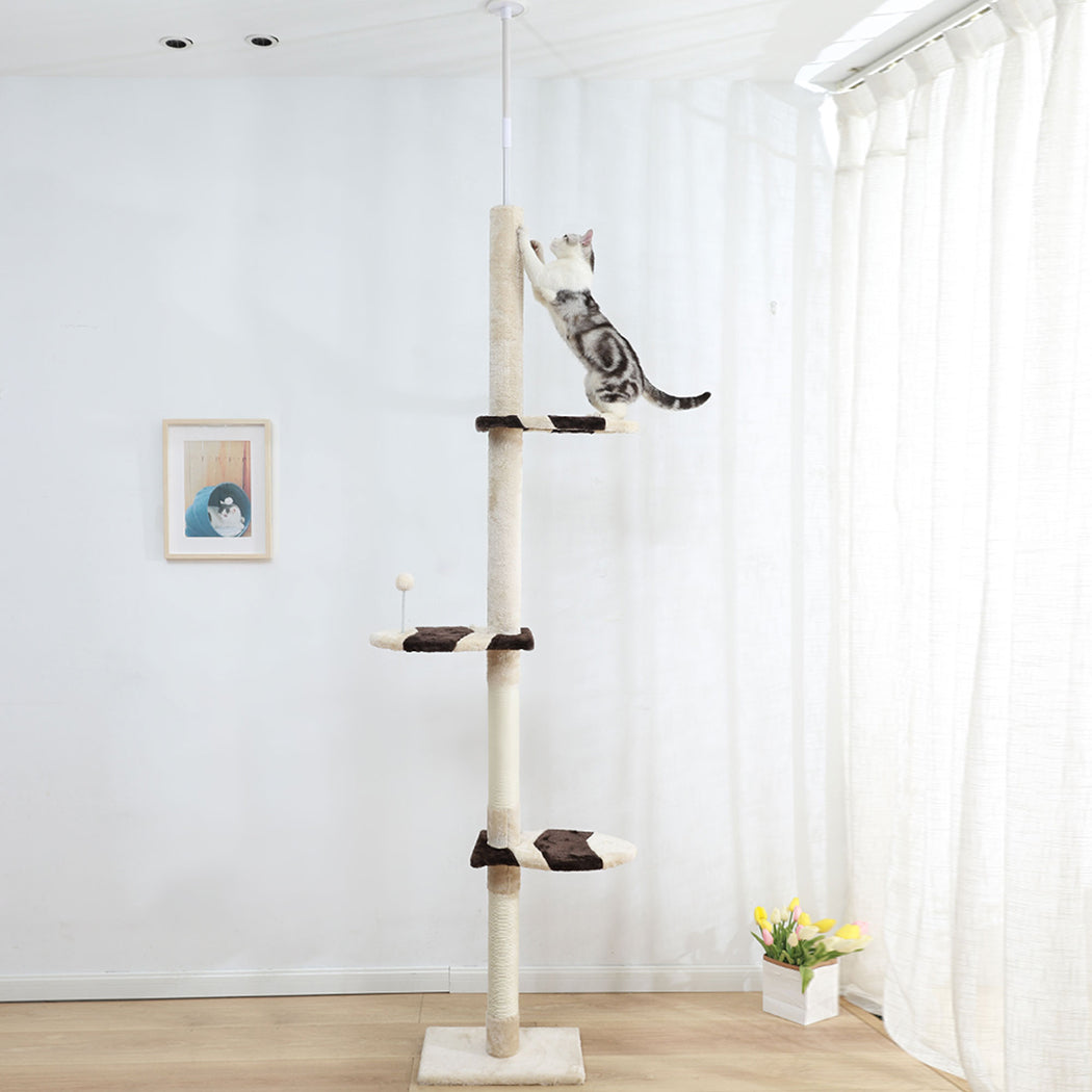 Cat Scratching Post Tree Condo Furniture Scratcher Tower 228-288 High Cream