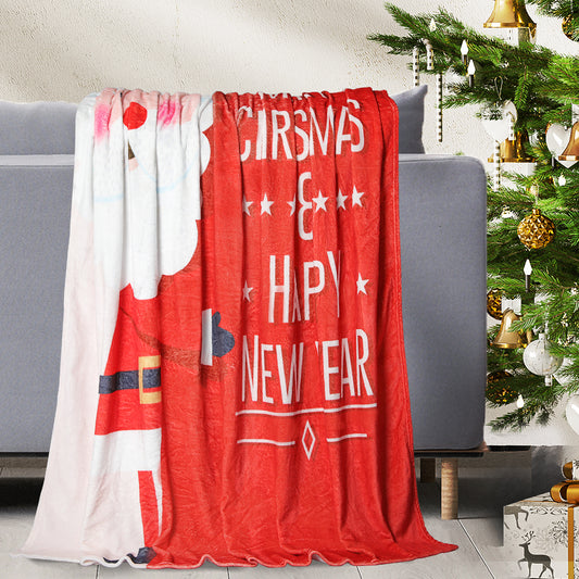 Wreathen Throw Soft Blanket Xmas Flannel Double Sided Warm Fleece Decor Christmas Queen - Red