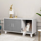 Enclosed Hooded Cat Litter Box Furniture Scratch Board Pet House Table - Grey