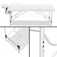 Massage Table 75cm 3 Fold Aluminium Beauty Bed Portable Therapy White