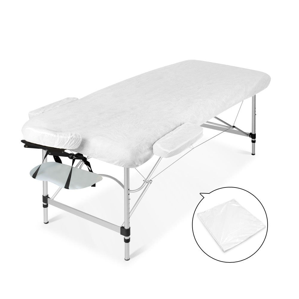 Massage Table 75cm 3 Fold Aluminium Beauty Bed Portable Therapy White