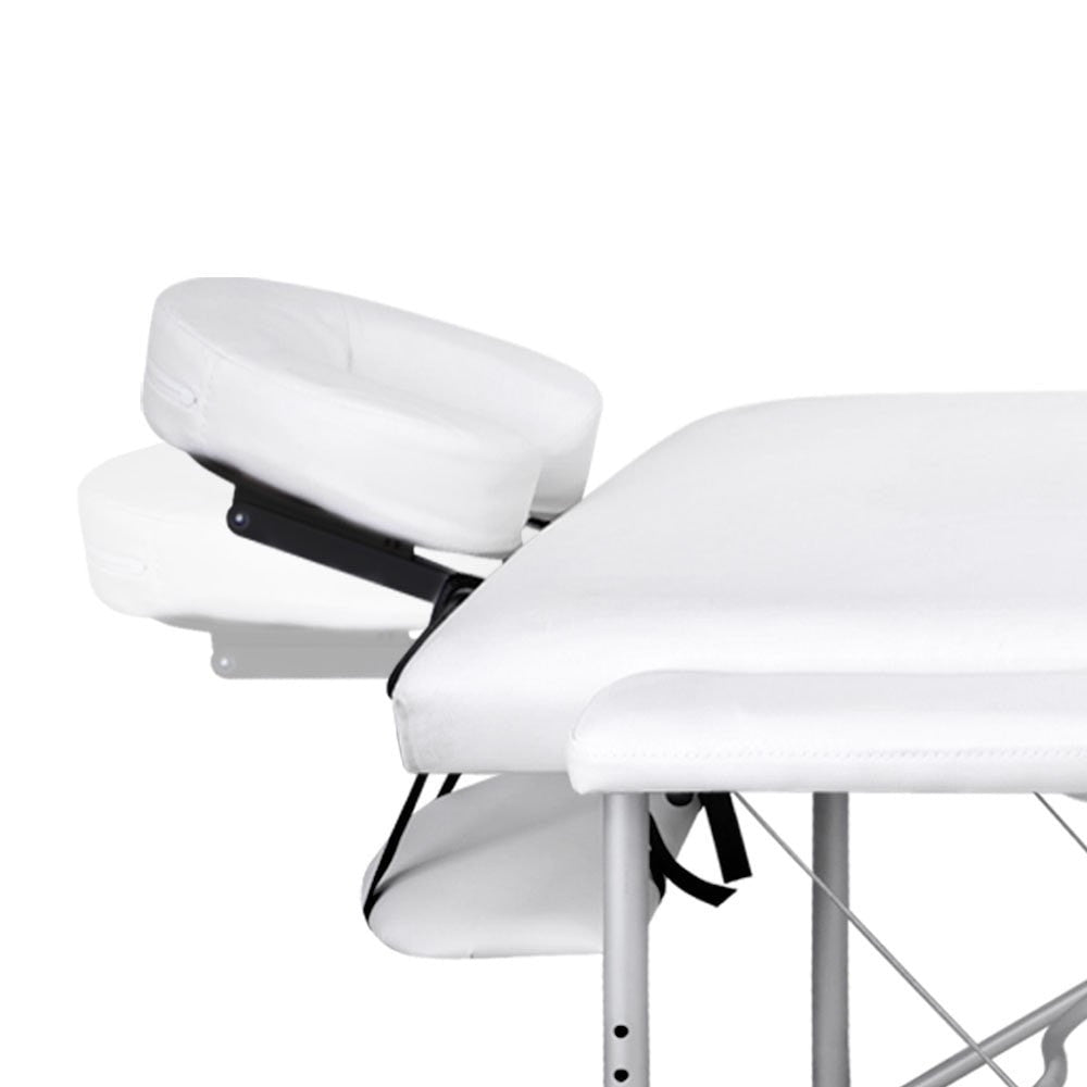 Massage Table 75cm 3 Fold Aluminium Beauty Bed Portable Therapy White