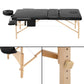 Massage Table 70cm 3 Fold Wooden Portable Beauty Therapy Bed Waxing Black