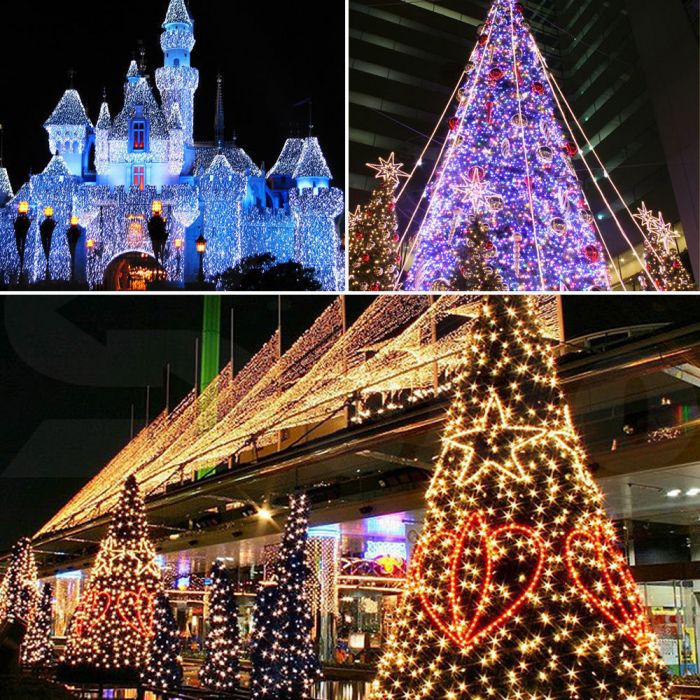 52M 500 LED Bulbs String Solar Powered Fairy Lights Garden Christmas Decor - Multicolour