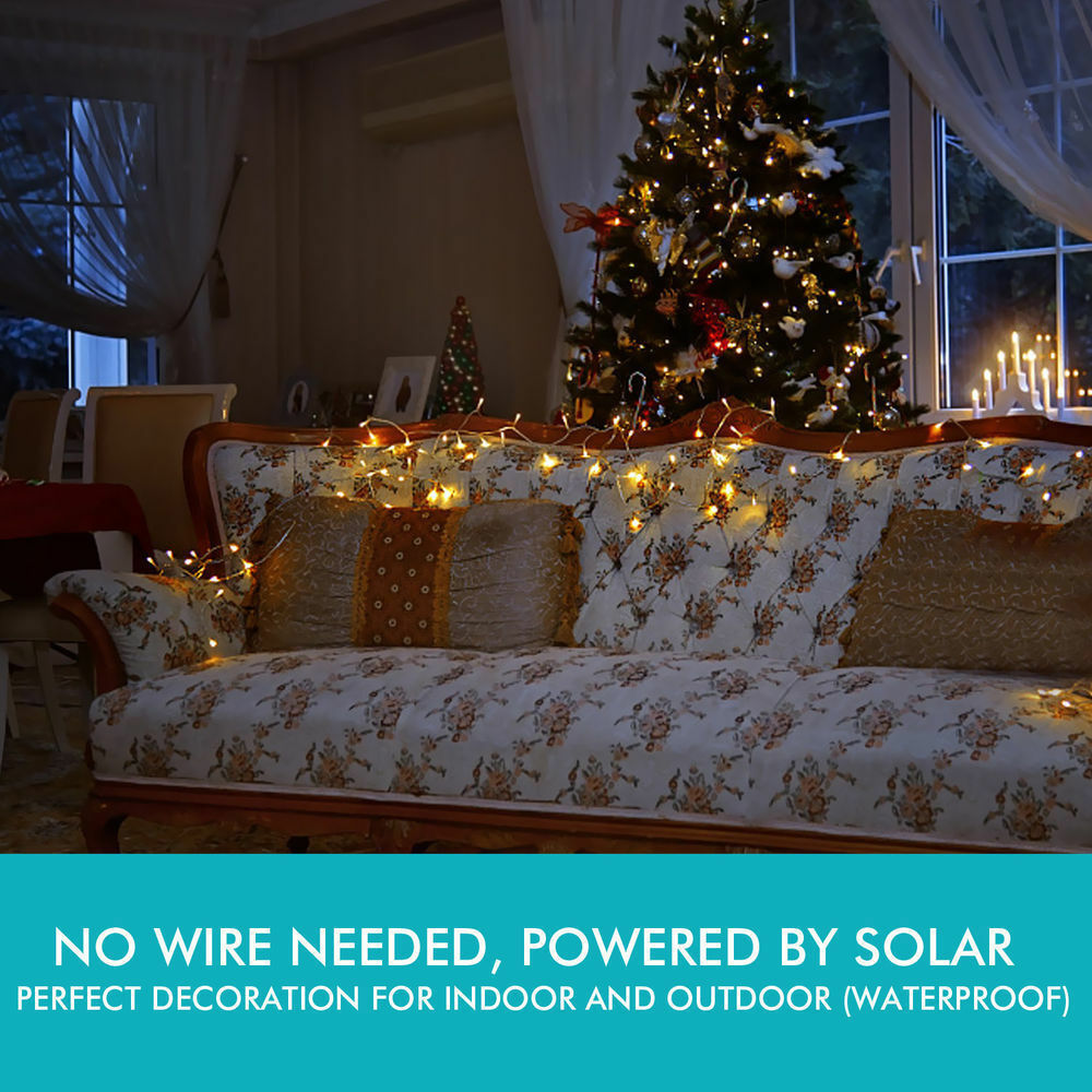 52M 500 LED Bulbs String Solar Powered Fairy Lights Garden Christmas Decor 8 Modes - Warm White