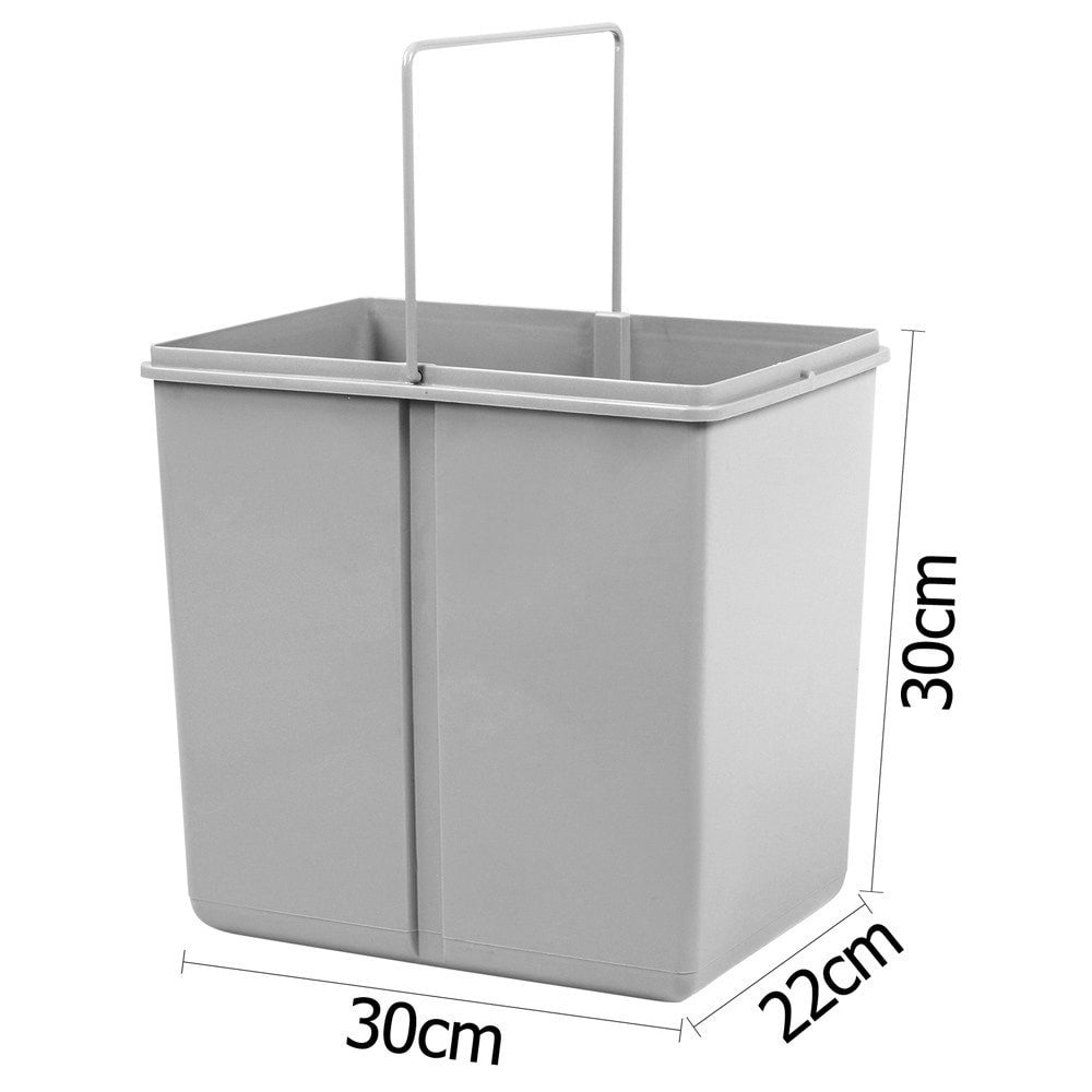 Pull Out Bin Kitchen Double Basket 2X15L Grey