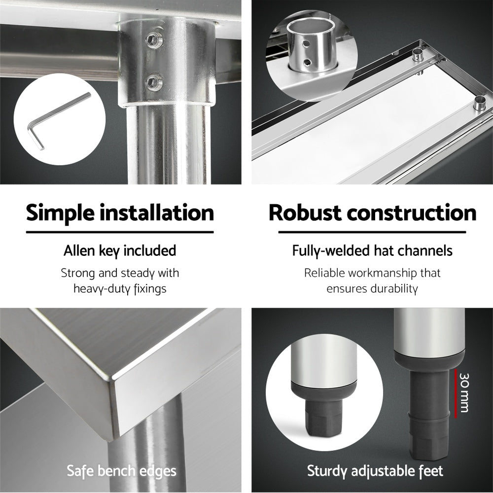 1524mmx610mm Commercial Stainless Steel Kitchen Bench