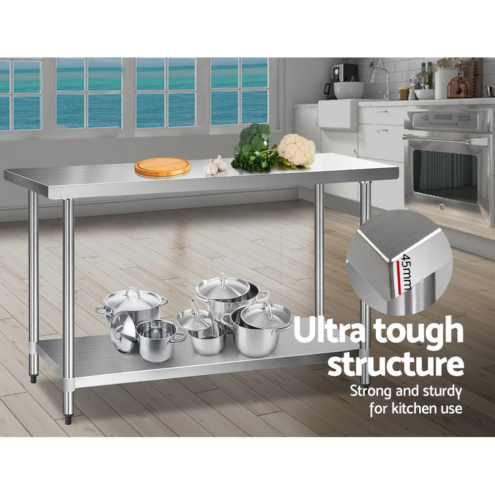 610x1524mm Commercial Stainless Steel Kitchen Bench