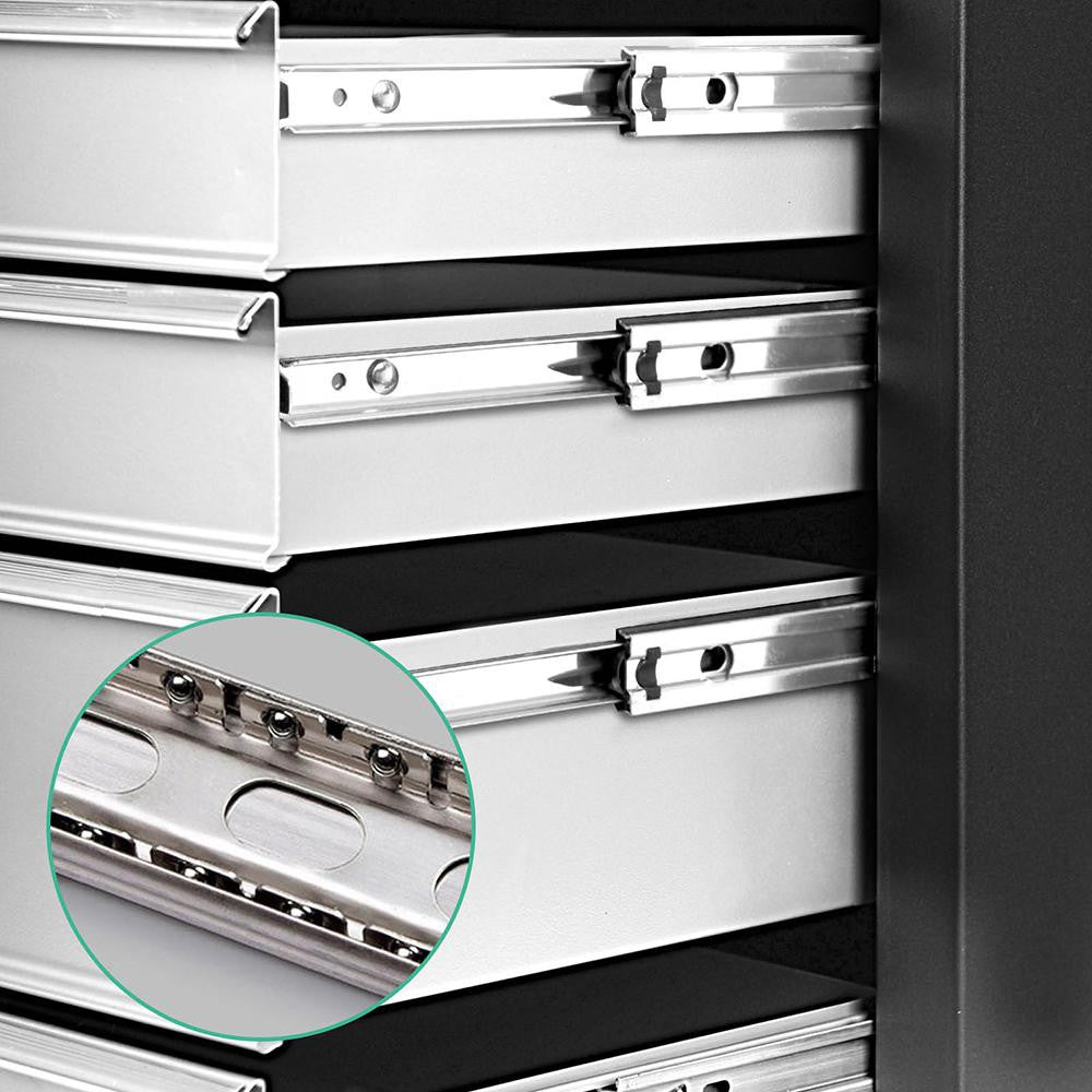 5 Drawer Mechanic Tool Box Cabinet Storage Trolley - Black & Grey