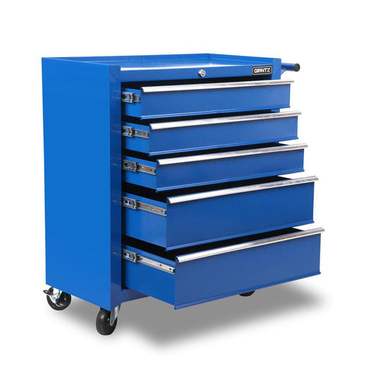 5 Drawer Mechanic Tool Box Cabinet Storage Trolley - Blue