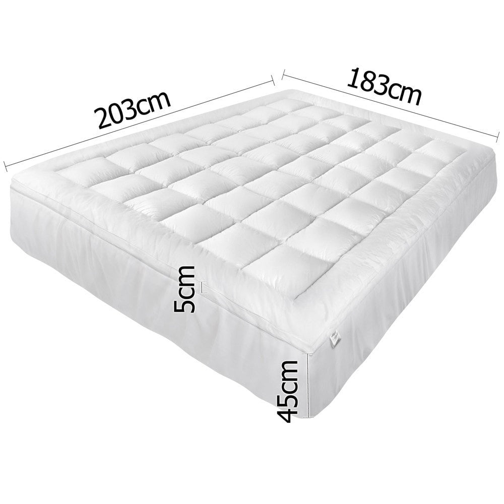 KING Mattress Topper Pillowtop Protector Pad - White