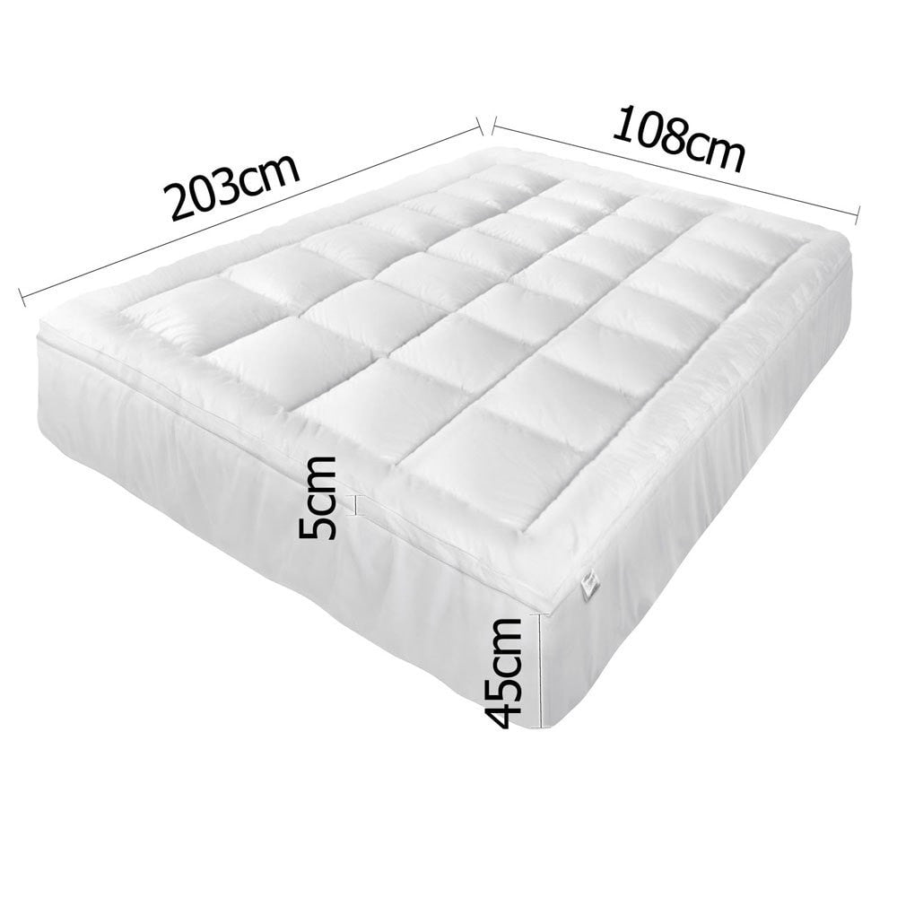 KING SINGLE Mattress Topper Pillowtop Protector Pad - White