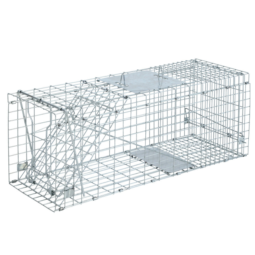 Set of 2 Humane Animal Trap Cage 66x23x25cm - Silver