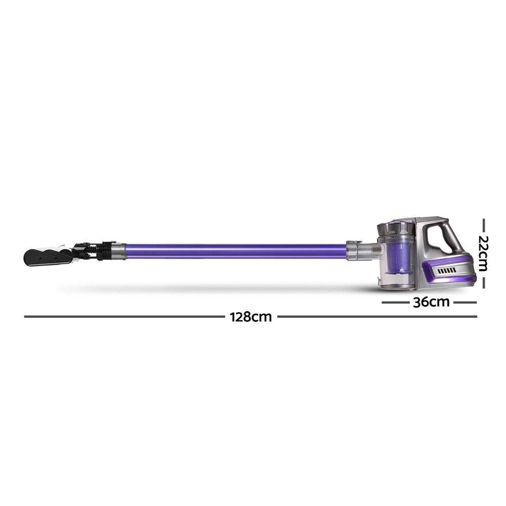 150W Stick Handstick Handheld Cordless Vacuum Cleaner 2-Speed with Headlight Purple